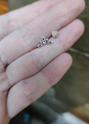 Моно серьга гвоздик с кристаллами стерлинговое серебро 925 проба asos6 фото
