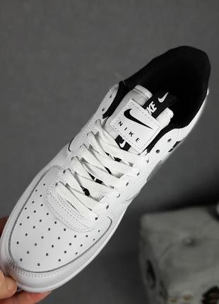 Чоловічі кросівки nike air force 1 low white silver black найк форс білого з сріблястим та чорним кольорів5 фото