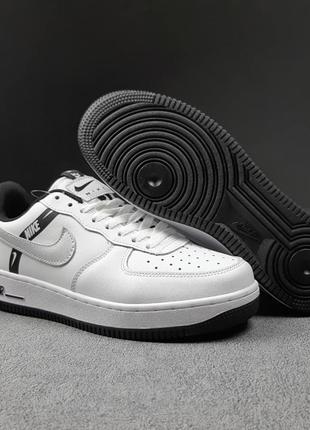 Чоловічі кросівки nike air force 1 low white silver black найк форс білого з сріблястим та чорним кольорів2 фото