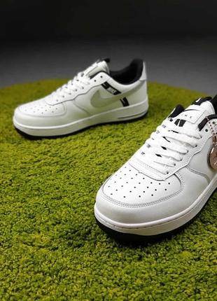 Чоловічі кросівки nike air force 1 low white silver black найк форс білого з сріблястим та чорним кольорів4 фото