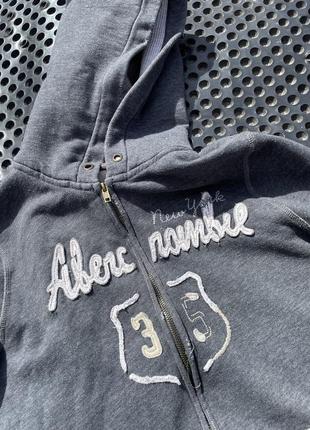 Vintage abercrombie fitch destroyed hoodie женская кофта на замке с капюшоном худи размер l-xl6 фото