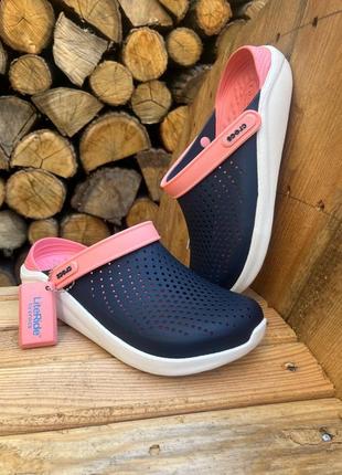 Crocs literide navy/melon стильні жіночі крокси сабо