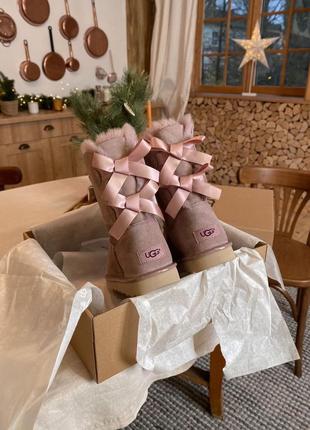 Ugg bailey bow женские сапоги угг с бантами розовые2 фото