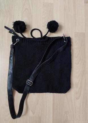 Чорна в'язана сумка з помпонами dolce & gabanna3 фото