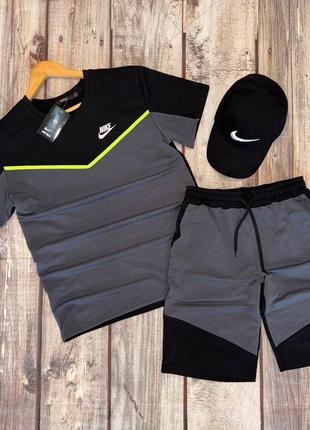 Спортивний костюм в стилі nike tech summer, літній комплект шорти + футболка ☀️