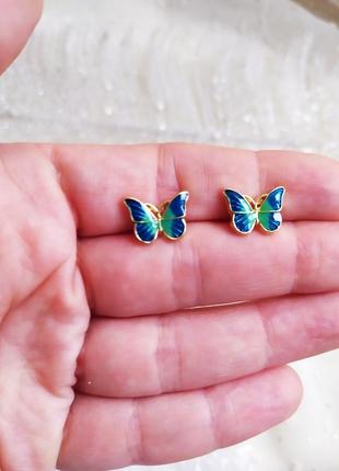 Сережки метелики, серьги бабочки3 фото
