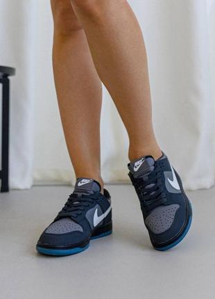 Жіночі шкіряні нубук кросівки nike sb dunk low antracite, кеди жіночі найк сірі. жіноче взуття1 фото