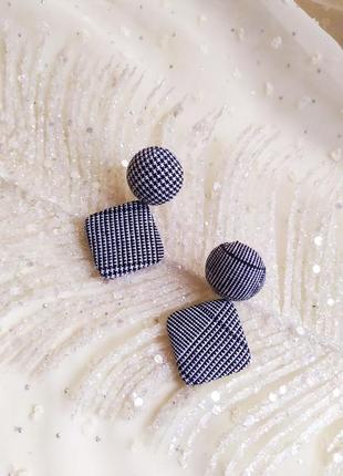 Сережки текстильні, сережки текстиль, сережки гусиние лапки3 фото
