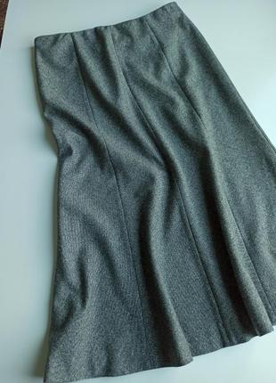 Красивая утепленная /теплая юбка миди клиньями с содержанием шерсти и шелка3 фото