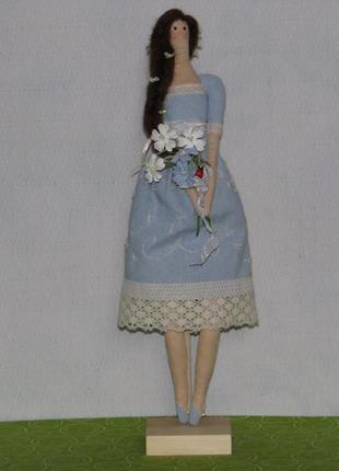 Интерьерная кукла тильда весна подснежинка1 фото