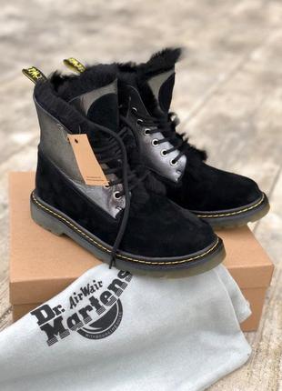 Dr. martens женские зимние ботинки с мехом овчины