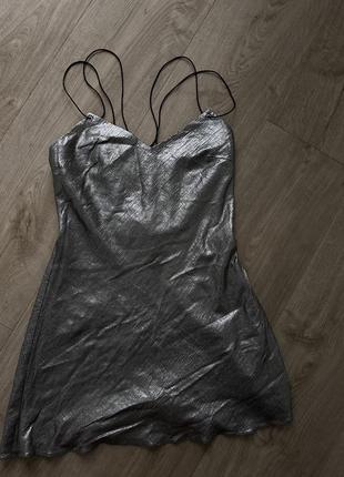 Платье комбинация, размер m, серебряное, topshop3 фото