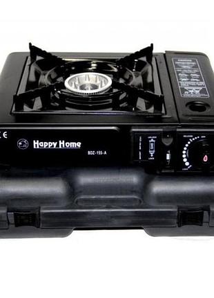 Портативная газовая туристическая плита happy home с кейсом и адаптером bdz-155-a