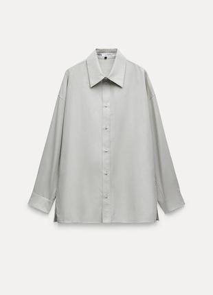 Zara бавовняна сорочка оверсайз, хлопкова рубашка5 фото