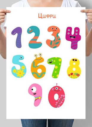 Детский постер веселые цифры на украинском языке