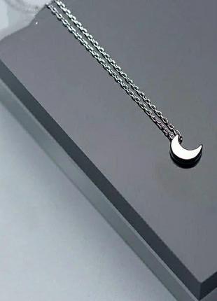 Цепочка с кулоном полумесяц, ожерелье подвеска луна серебро чокер тренд минимализм4 фото