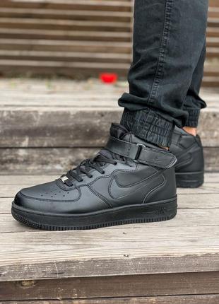 Nike air force чоловічі зимові кросівки з хутром чорні3 фото