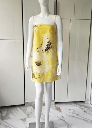 ♥️1+1=3♥️ h&m сукня міні із суміші льону в квітковий принт7 фото