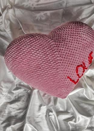 Плюшеве серце подушка. велике рожеве серце. декоративна подушка5 фото