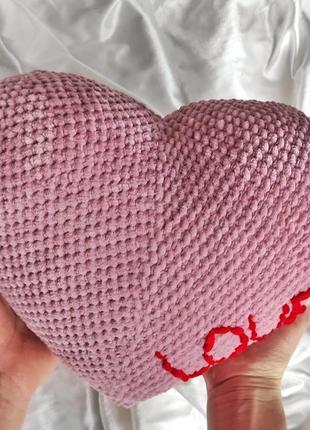 Плюшеве серце подушка. велике рожеве серце. декоративна подушка6 фото