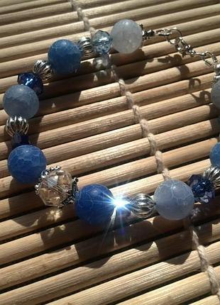 Браслет из камней и бусин "капли дождя"2 фото