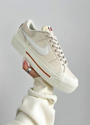 Кроссовки nike wmns court legacy lift 'pearl white'4 фото