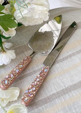 Лопатка и нож «розовое золото»1 фото
