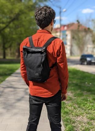 Чорний міський рюкзак унісекс мінимализм, рюкзак-сумка3 фото