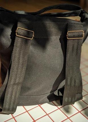 Черный городской рюкзак унисекс минимализм, рюкзак-сумка7 фото
