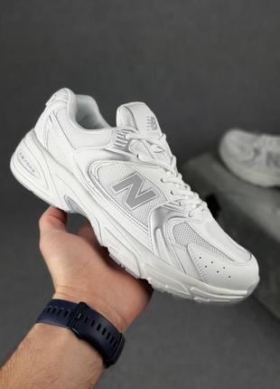 Мужские кроссовки new balance 530 white grey silver new belans белого с серым цветами