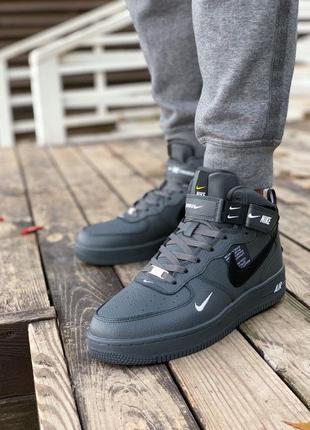 Nike air force чоловічі зимові кросівки найк чорні3 фото