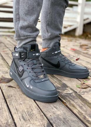 Nike air force чоловічі зимові кросівки найк чорні5 фото