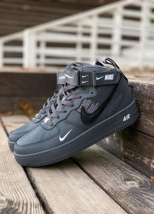 Nike air force чоловічі зимові кросівки найк чорні1 фото