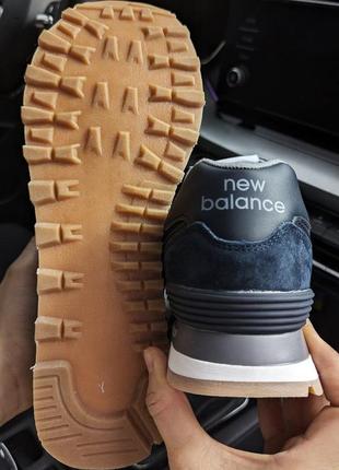 Мужские кроссовки new balance 574 темно-синие натуральная замша3 фото