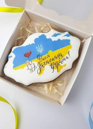 Імбирне печиво "з днем захисника україни" (карта україни)1 фото