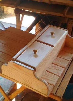 Настінна дерев'яна полиця з шухлядками6 фото
