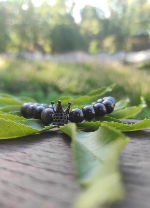 Розкішний обсидіановий браслет унісекс