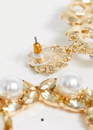 Неймовірні масивні сережки золото перли кристали asos4 фото
