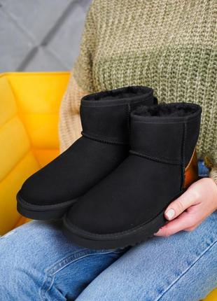 Жіночі чорні уггі ugg mimi classic black/gold10 фото