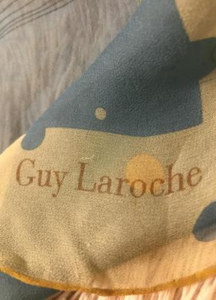 Статусный винтажный шелковый платок guy laroche, france, 80*80 см7 фото