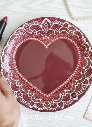 Декоративная тарелка сердце1 фото