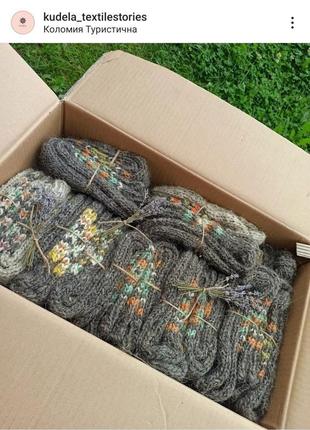 Вовняні шкарпетки носки  капці ручної роботи (органічна карпатська пряжа)4 фото