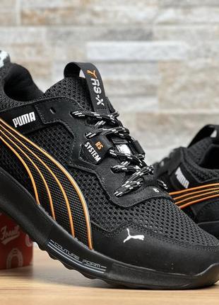 Кроссовки мужские puma rs-x black/orange кожа-сетка4 фото