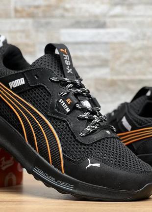 Кросівки чоловічі puma rs-x black/orange шкіра-сітка6 фото