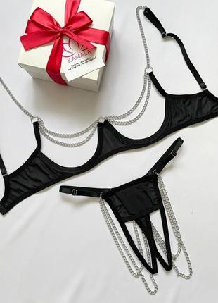 Комплект жіночої нижньої білизни з ланцюжками rachel 2.01 фото