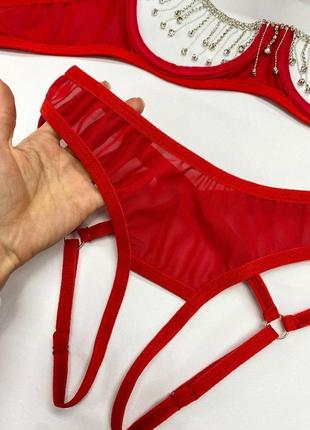 Комплект женского нижнего белья bella red.нижнее белье бюстгальтер и трусики5 фото