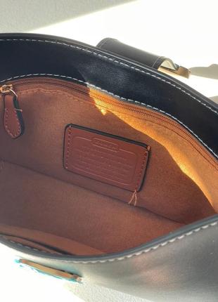 Черная женская кожаная сумка бренд coach3 фото