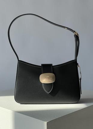 Черная женская кожаная сумка бренд coach1 фото