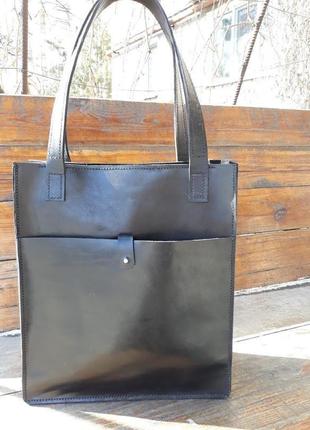 Шкіряна жіноча сумка-шоппер