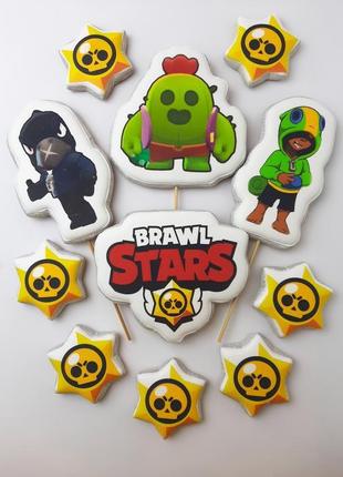 Топери на торт з імбирних пряників "brawl stars"